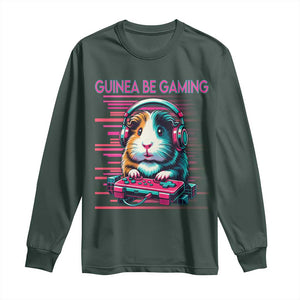 Funny Guinea Pig Video Game Player Gift Long Sleeve Shirt Guinea Be Gaming TS12 Dark Forest Green Print Your Wear