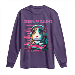 Funny Guinea Pig Video Game Player Gift Long Sleeve Shirt Guinea Be Gaming TS12 Purple Print Your Wear