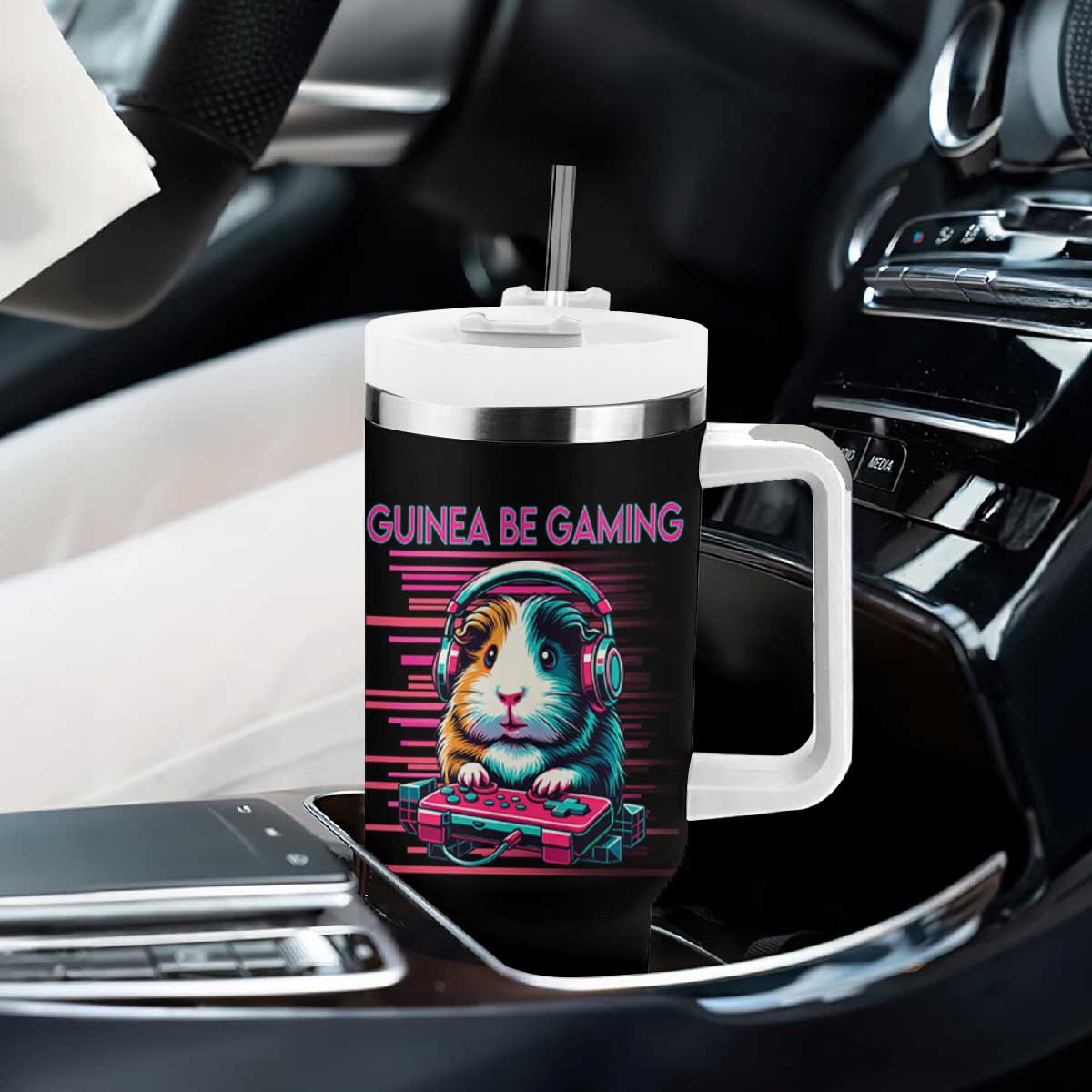 Funny Guinea Pig Video Game Player Gift Tumbler With Handle Guinea Be Gaming TS12 Print Your Wear