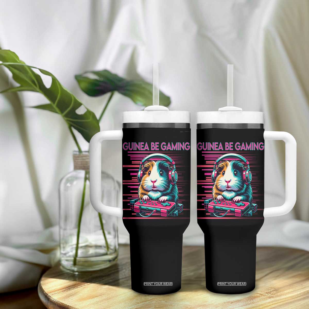 Funny Guinea Pig Video Game Player Gift Tumbler With Handle Guinea Be Gaming TS12 Print Your Wear