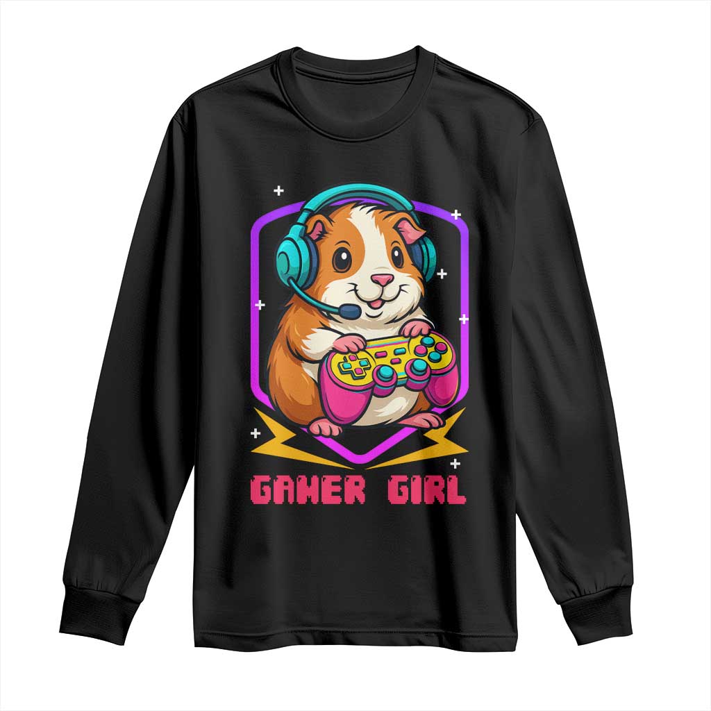 Guinea Pig Video Game Rodent Lover Long Sleeve Shirt Funny Gamers Girl Gift TS12 Black Print Your Wear