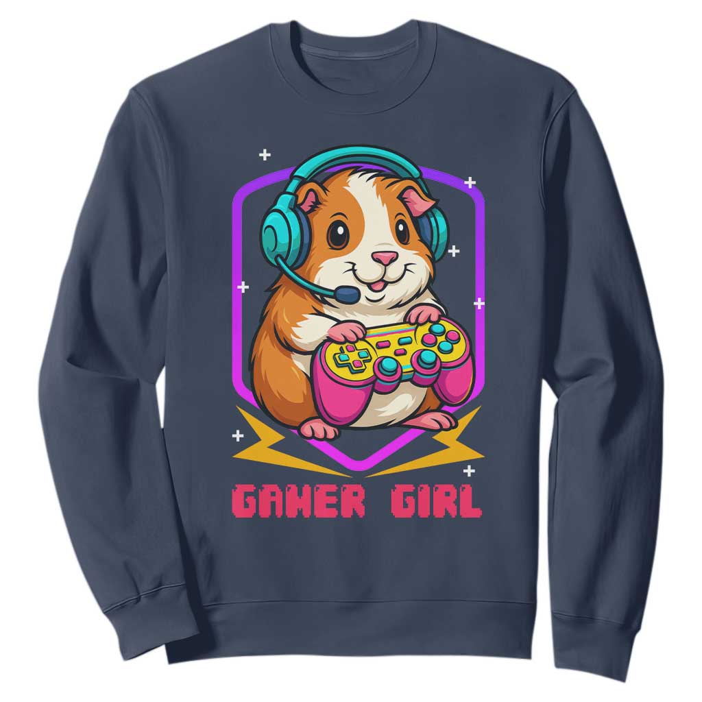Guinea Pig Video Game Rodent Lover Sweatshirt Funny Gamers Girl Gift TS12 Navy Print Your Wear