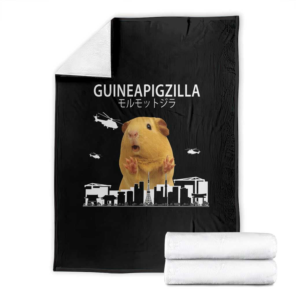Funny Giant Guinea Pig Monster Roaring Tokyo Japan Throw Blanket Guineapigzilla TS12 Black Print Your Wear