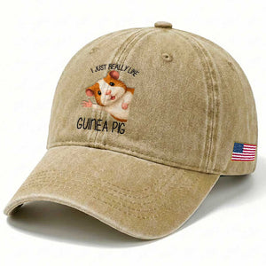 I Just Really Like Guinea Pigs Washed Cotton Baseball Cap Funny Cavy Lover TS12 Print Your Wear