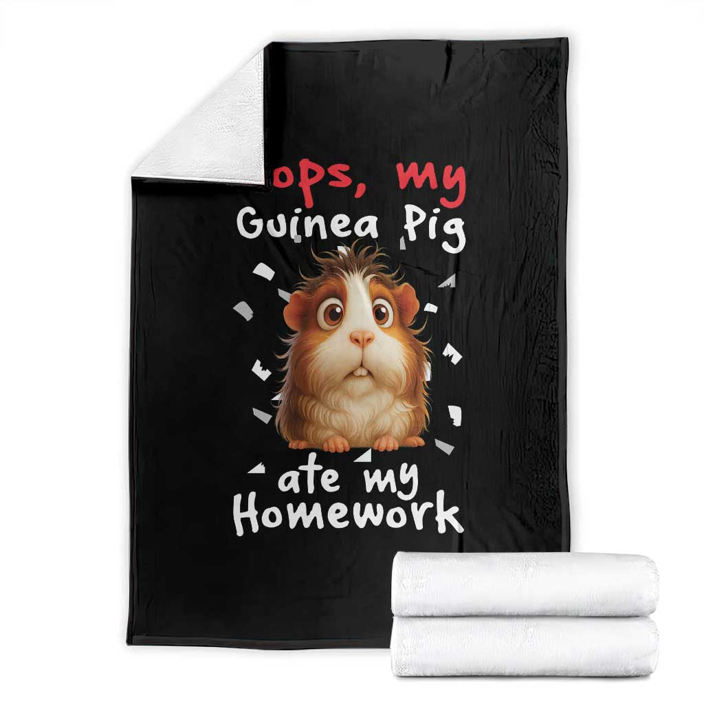 Oops My Guinea Pig Ate My Homework Throw Blanket Funny Cavy Lover Gift TS12 Black Print Your Wear