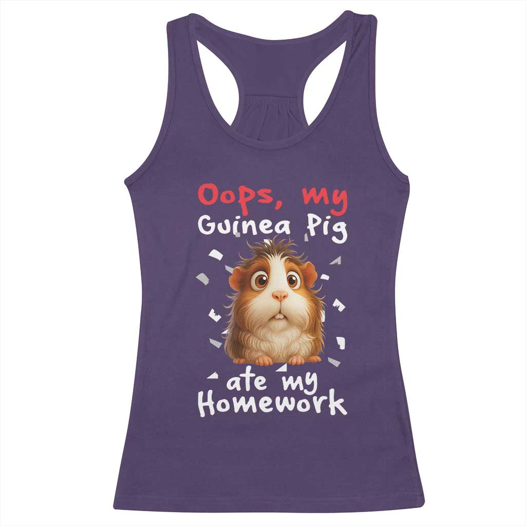 Oops My Guinea Pig Ate My Homework Racerback Tank Top Funny Cavy Lover Gift TS12 Purple Print Your Wear