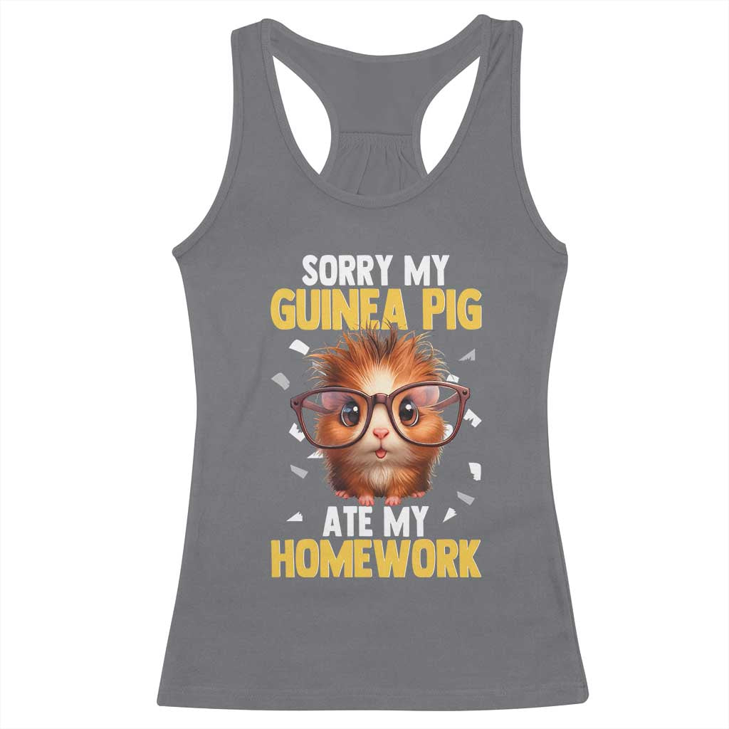 Funny My Guinea Pig Ate My Homework Racerback Tank Top Gift For Rodent Lovers TS12 Charcoal Print Your Wear