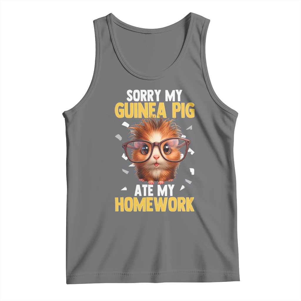 Funny My Guinea Pig Ate My Homework Tank Top Gift For Rodent Lovers TS12 Black Heather Print Your Wear