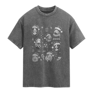 Christmas Guinea Pigs Washed Cotton T-Shirt Funny Cavy Lover Holiday Gift