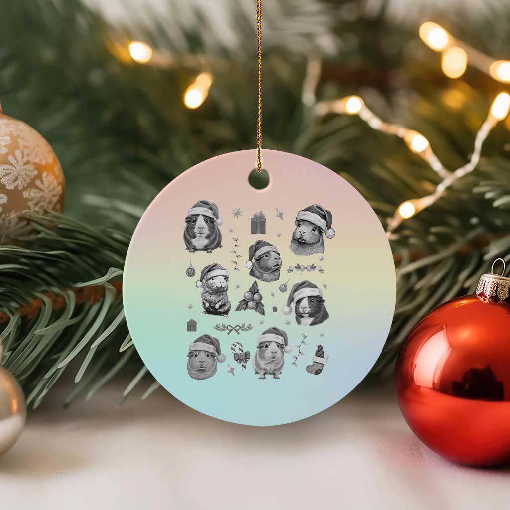 Christmas Guinea Pigs Ceramic Ornament Funny Cavy Lover Holiday Gift TS12 1pc Pastel Print Your Wear