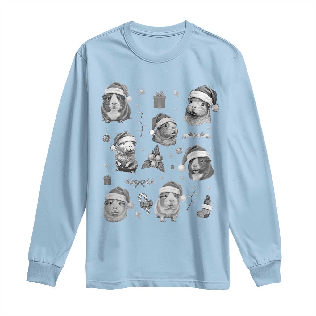 Christmas Guinea Pigs Long Sleeve Shirt Funny Cavy Lover Holiday Gift TS12 Light Blue Print Your Wear