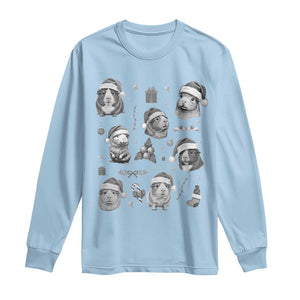 Christmas Guinea Pigs Long Sleeve Shirt Funny Cavy Lover Holiday Gift TS12 Light Blue Print Your Wear