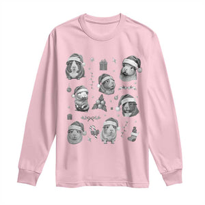 Christmas Guinea Pigs Long Sleeve Shirt Funny Cavy Lover Holiday Gift TS12 Light Pink Print Your Wear