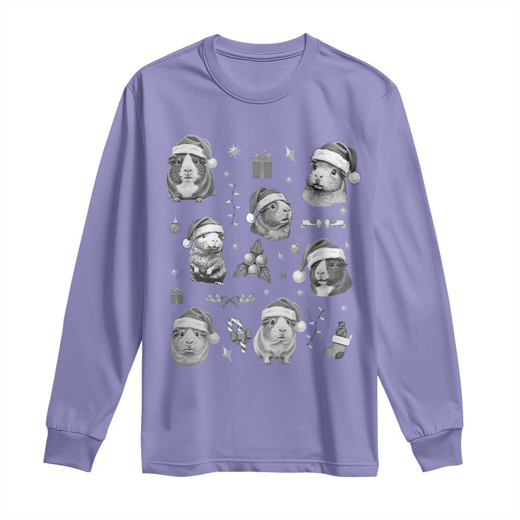 Christmas Guinea Pigs Long Sleeve Shirt Funny Cavy Lover Holiday Gift TS12 Violet Print Your Wear