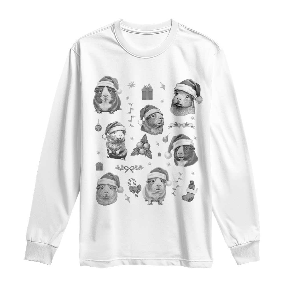 Christmas Guinea Pigs Long Sleeve Shirt Funny Cavy Lover Holiday Gift TS12 White Print Your Wear