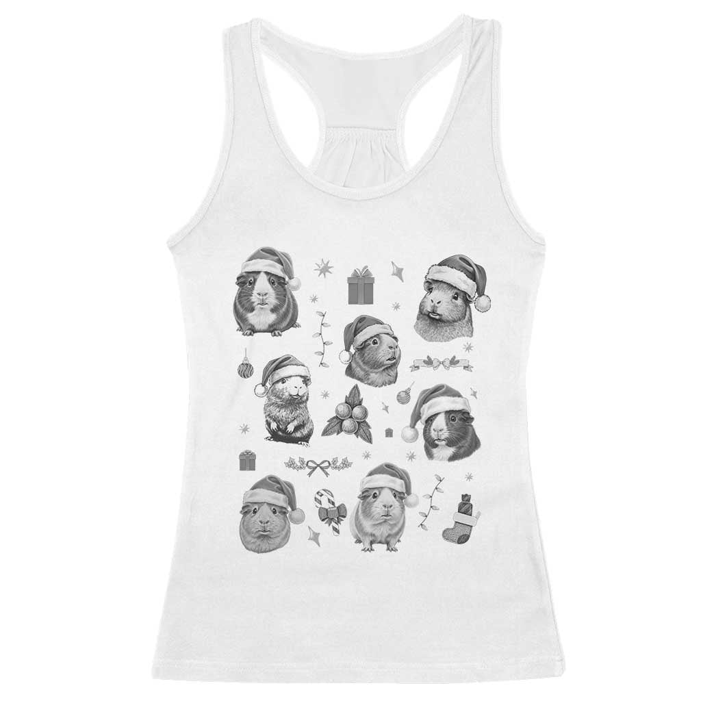 Christmas Guinea Pigs Racerback Tank Top Funny Cavy Lover Holiday Gift TS12 White Print Your Wear