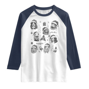 Christmas Guinea Pigs Raglan Shirt Funny Cavy Lover Holiday Gift TS12 White Navy Print Your Wear