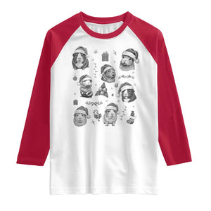 Christmas Guinea Pigs Raglan Shirt Funny Cavy Lover Holiday Gift TS12 White Red Print Your Wear