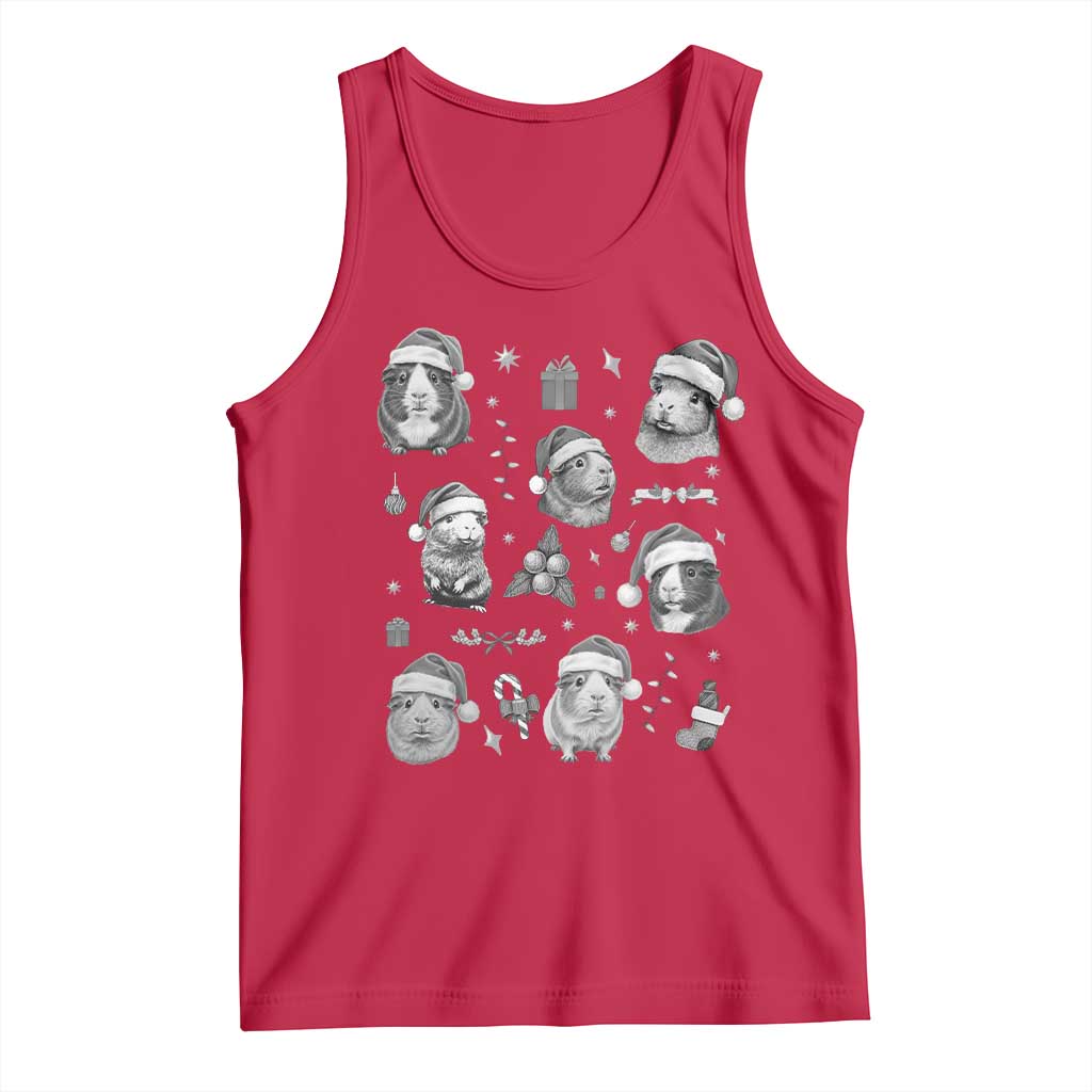 Christmas Guinea Pigs Tank Top Funny Cavy Lover Holiday Gift TS12 Red Print Your Wear