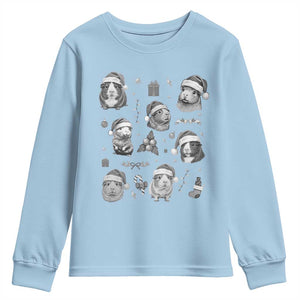 Christmas Guinea Pigs Youth Sweatshirt Funny Cavy Lover Holiday Gift TS12 Light Blue Print Your Wear