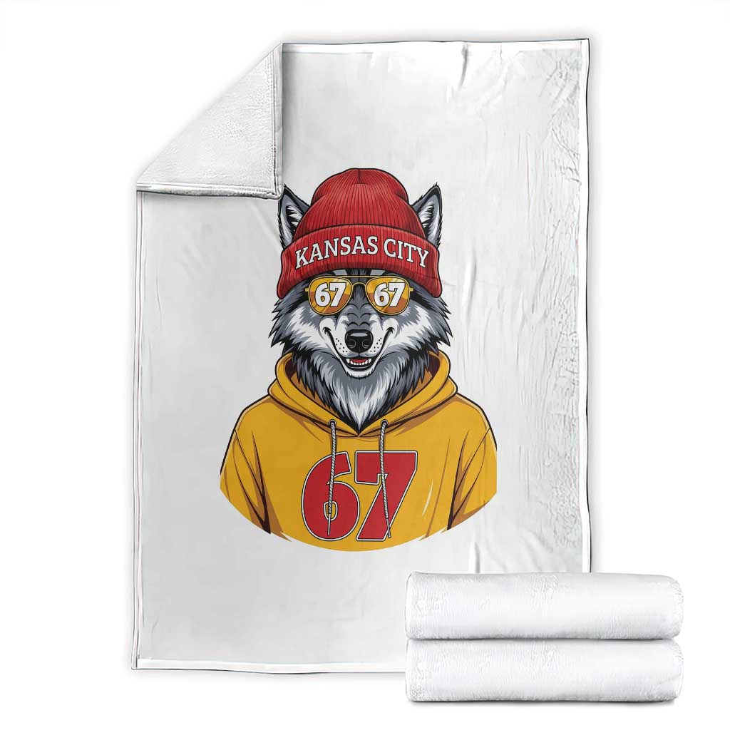 Six Seven Meme Wolf Football Fan Throw Blanket Gen Alpha Slang Gift TS12 Black Print Your Wear