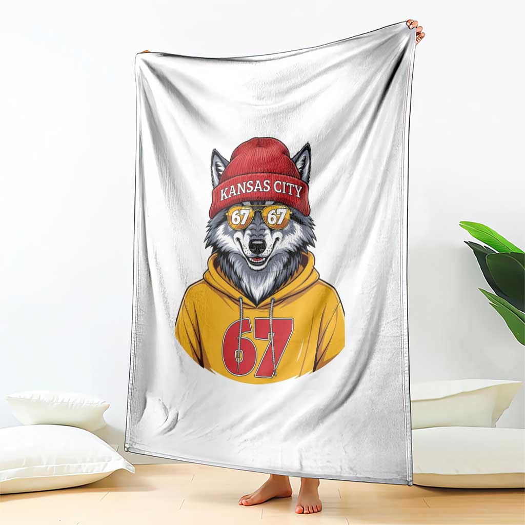 Six Seven Meme Wolf Football Fan Throw Blanket Gen Alpha Slang Gift TS12 Print Your Wear