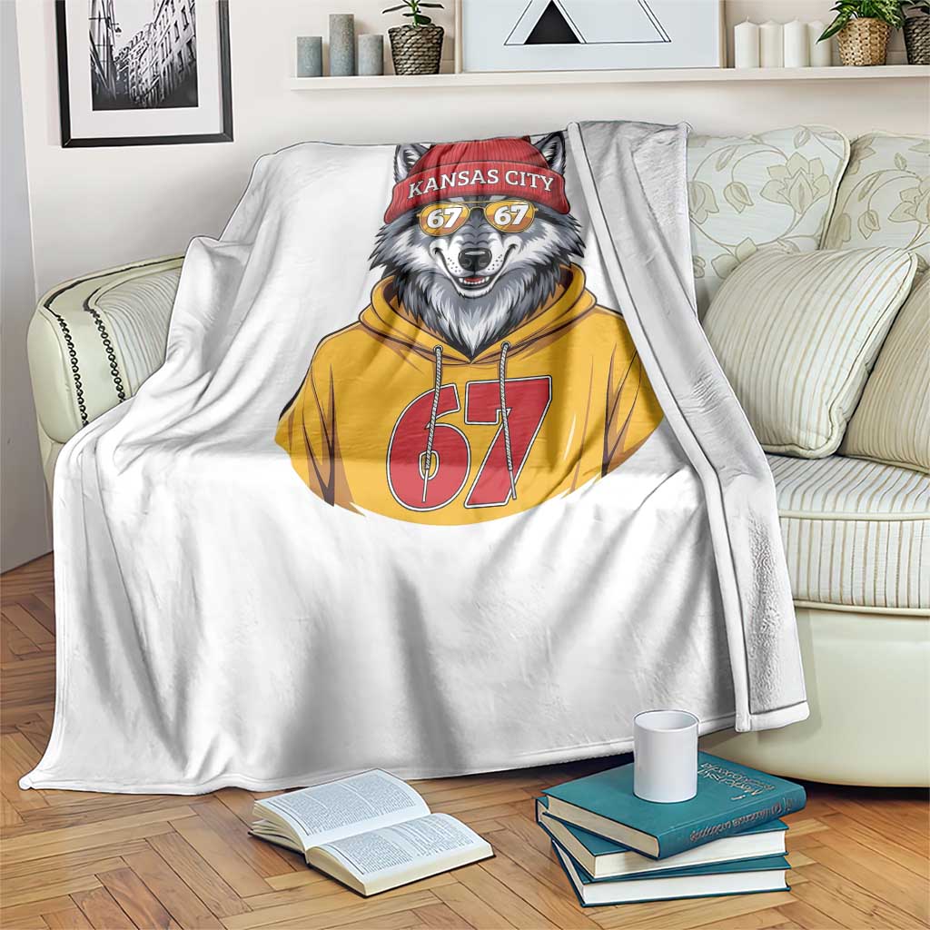 Six Seven Meme Wolf Football Fan Throw Blanket Gen Alpha Slang Gift TS12 Print Your Wear