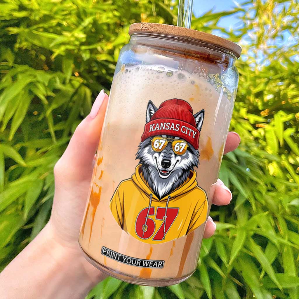 Six Seven Meme Wolf Football Fan Glass Can Gen Alpha Slang Gift TS12 White Print Your Wear
