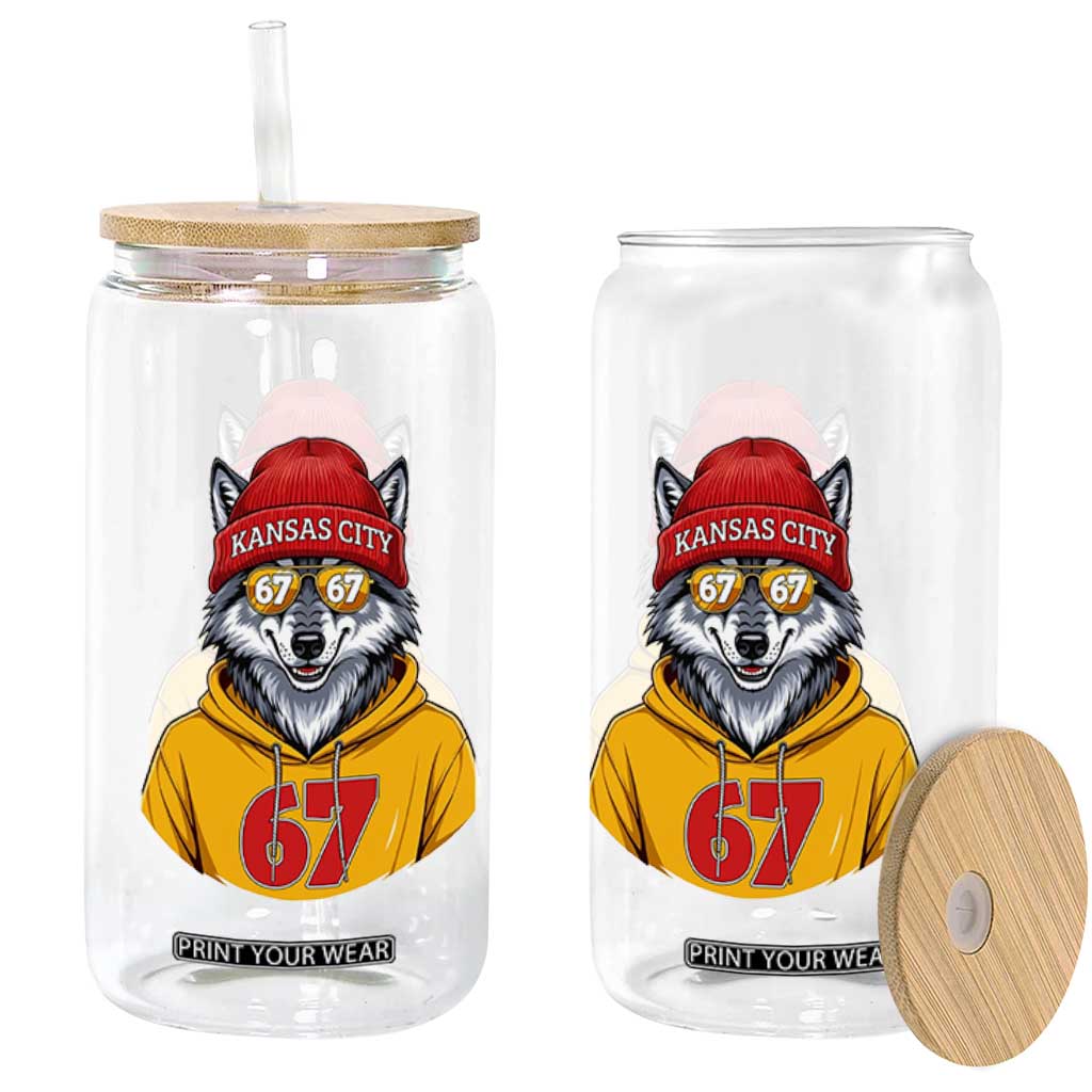 Six Seven Meme Wolf Football Fan Glass Can Gen Alpha Slang Gift TS12 Print Your Wear