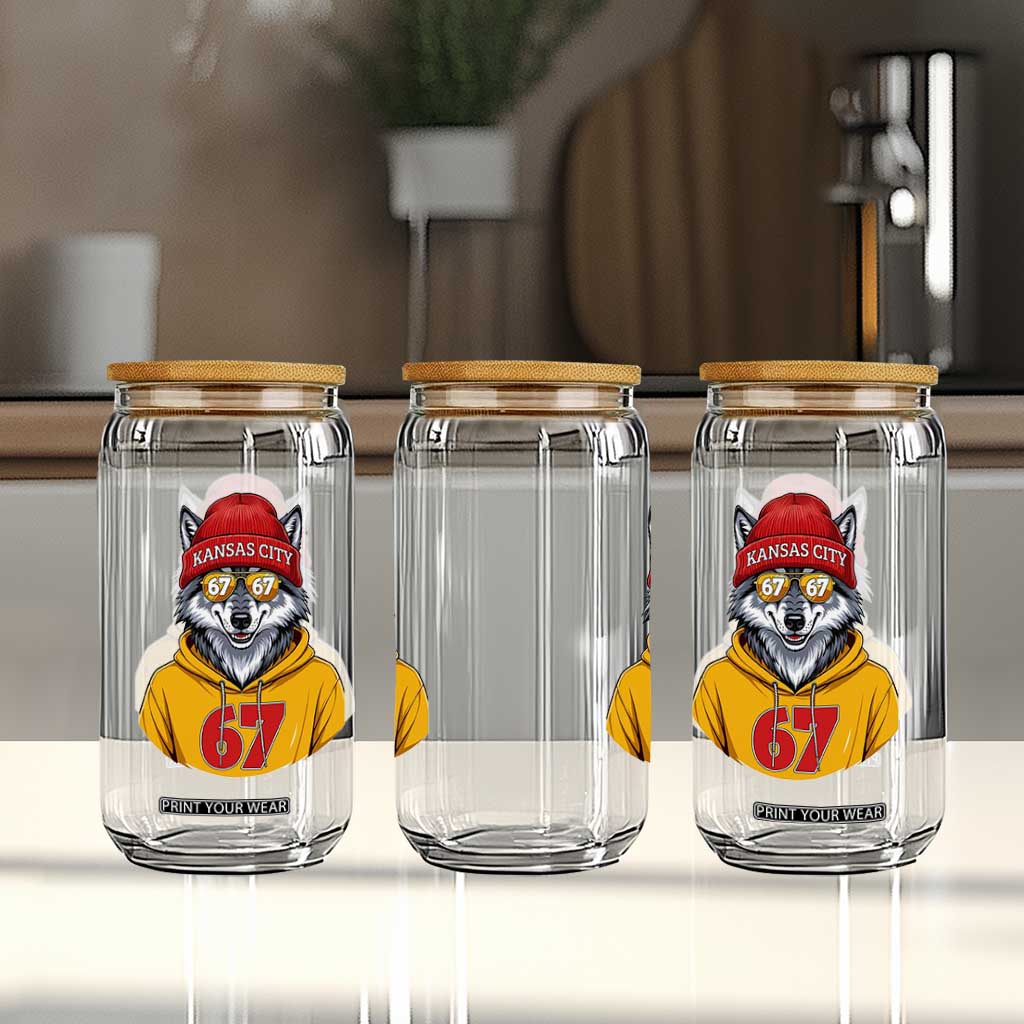 Six Seven Meme Wolf Football Fan Glass Can Gen Alpha Slang Gift TS12 Print Your Wear