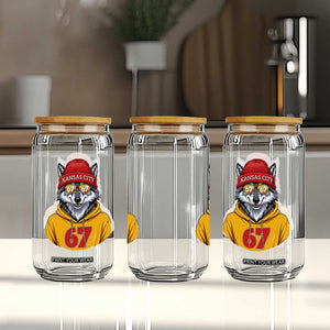 Six Seven Meme Wolf Football Fan Glass Can Gen Alpha Slang Gift TS12 Print Your Wear
