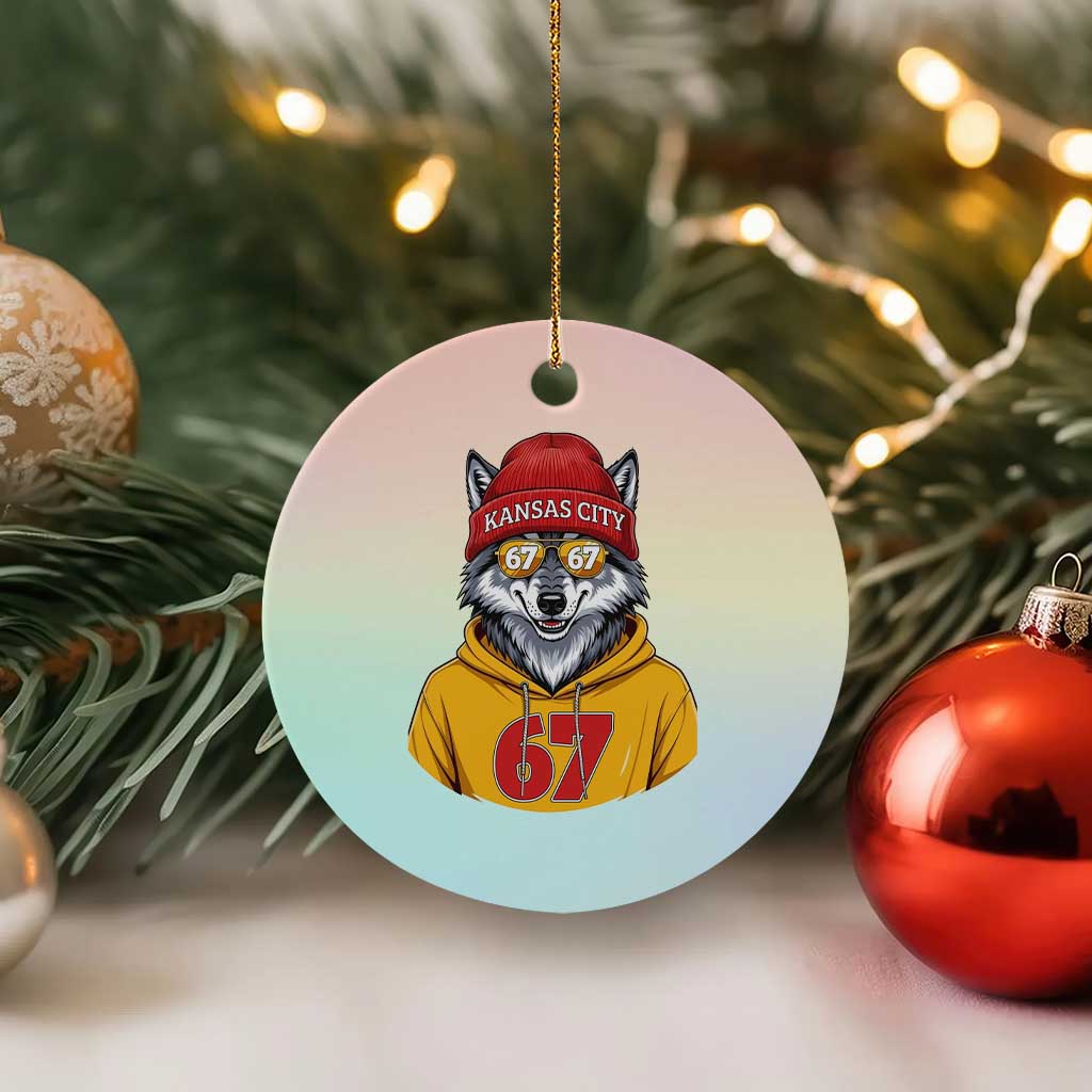 Six Seven Meme Wolf Football Fan Ceramic Ornament Gen Alpha Slang Gift TS12 1pc Pastel Print Your Wear