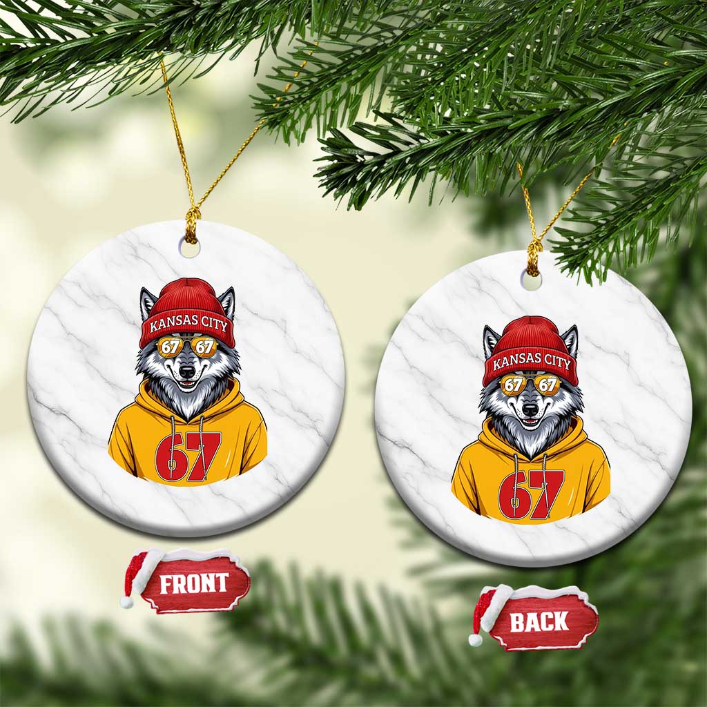 Six Seven Meme Wolf Football Fan Ceramic Ornament Gen Alpha Slang Gift TS12 1pc White Marble Print Your Wear
