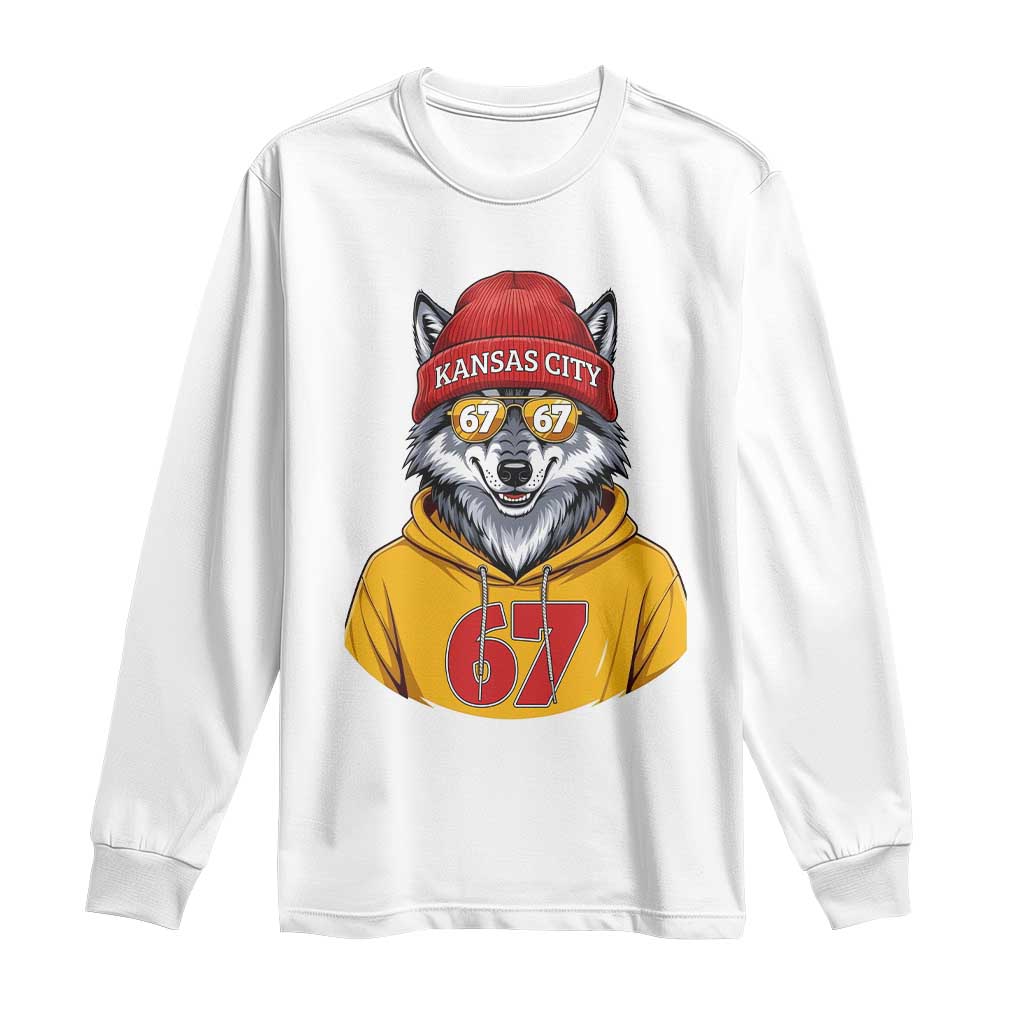 Six Seven Meme Wolf Football Fan Long Sleeve Shirt Gen Alpha Slang Gift TS12 White Print Your Wear