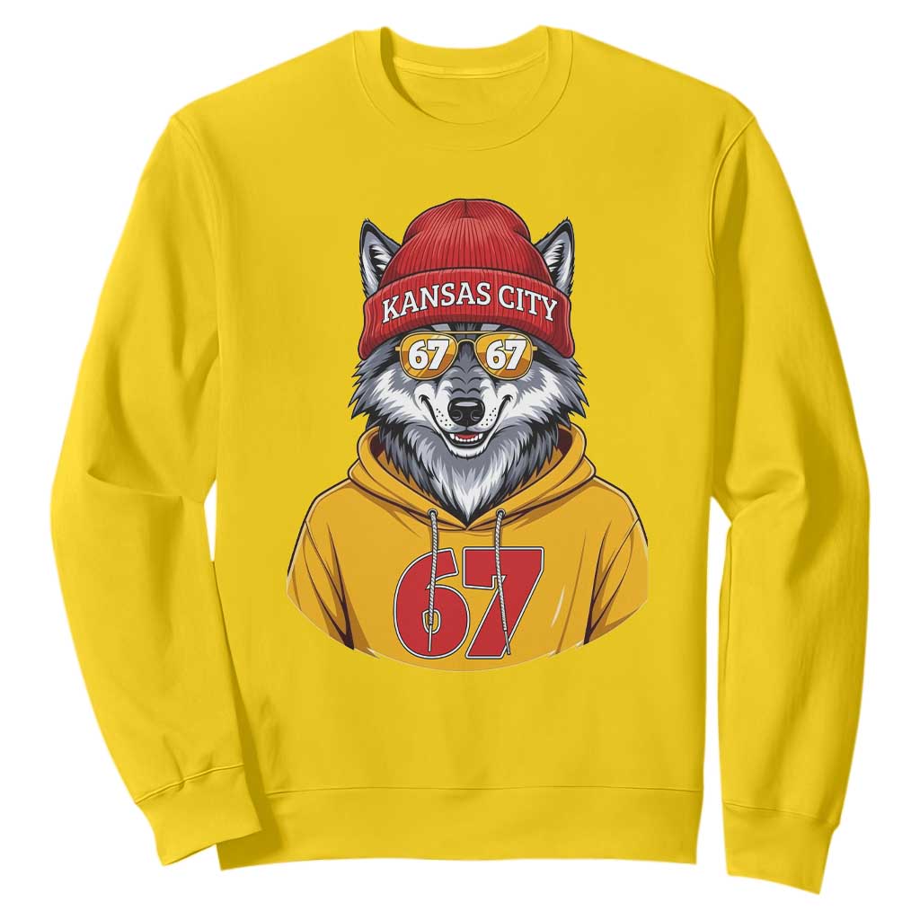 Six Seven Meme Wolf Football Fan Sweatshirt Gen Alpha Slang Gift TS12 Daisy Print Your Wear