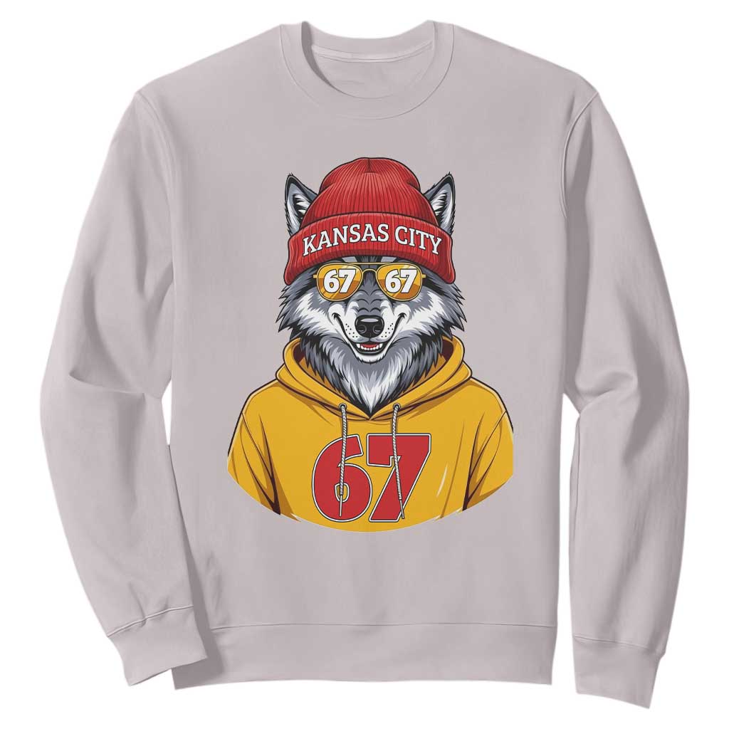 Six Seven Meme Wolf Football Fan Sweatshirt Gen Alpha Slang Gift TS12 Ice Gray Print Your Wear