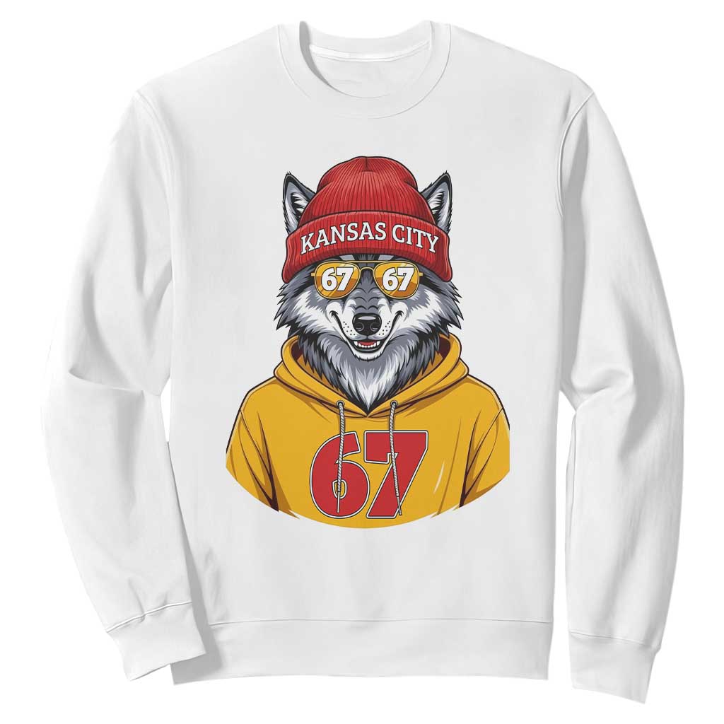 Six Seven Meme Wolf Football Fan Sweatshirt Gen Alpha Slang Gift TS12 White Print Your Wear