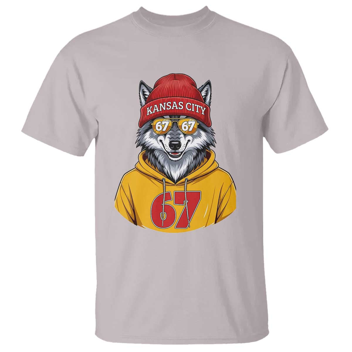 Six Seven Meme Wolf Football Fan T Shirt Gen Alpha Slang Gift TS12 Ice Gray Print Your Wear