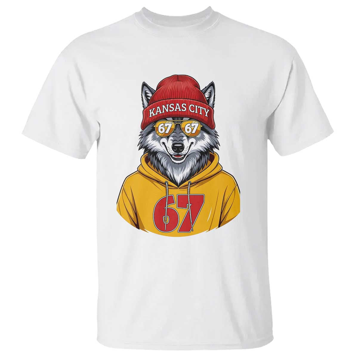 Six Seven Meme Wolf Football Fan T Shirt Gen Alpha Slang Gift TS12 White Print Your Wear