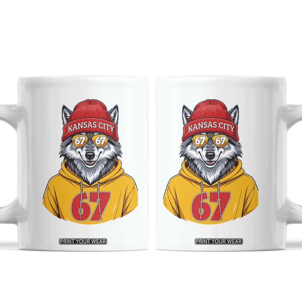 Six Seven Meme Wolf Football Fan Coffee Mug Gen Alpha Slang Gift TS12 White Print Your Wear