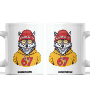 Six Seven Meme Wolf Football Fan Coffee Mug Gen Alpha Slang Gift TS12 White Print Your Wear