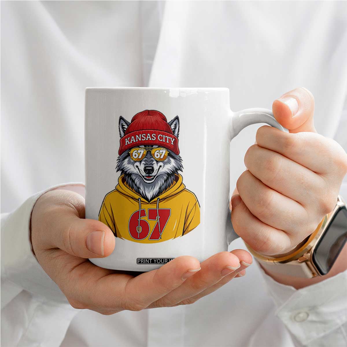 Six Seven Meme Wolf Football Fan Coffee Mug Gen Alpha Slang Gift TS12 Print Your Wear