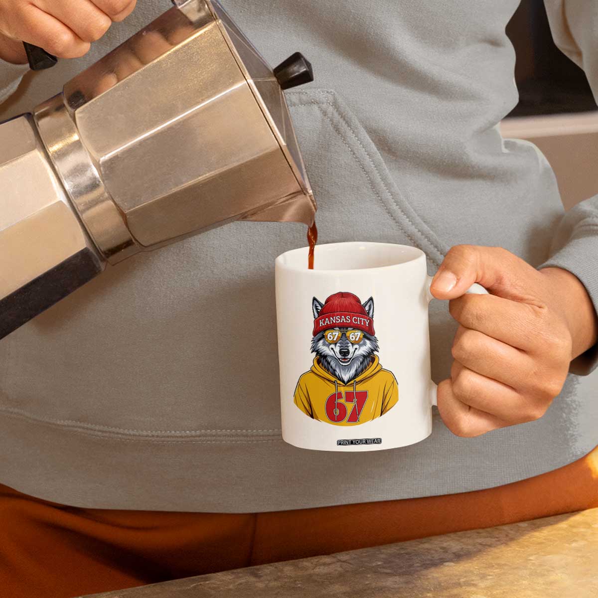 Six Seven Meme Wolf Football Fan Coffee Mug Gen Alpha Slang Gift TS12 Print Your Wear