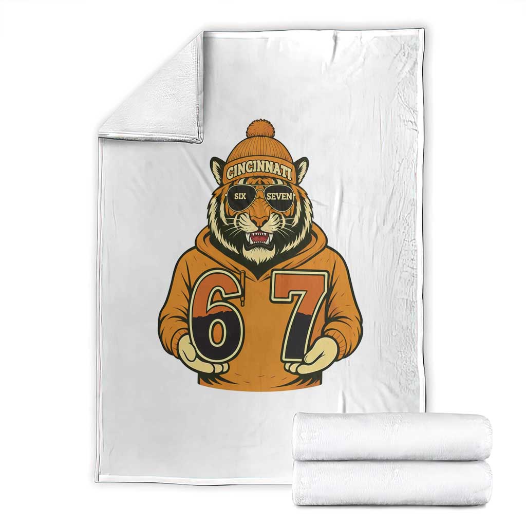 Six Seven Meme Tiger Football Fan Throw Blanket Gen Alpha Slang Gift TS12 Black Print Your Wear