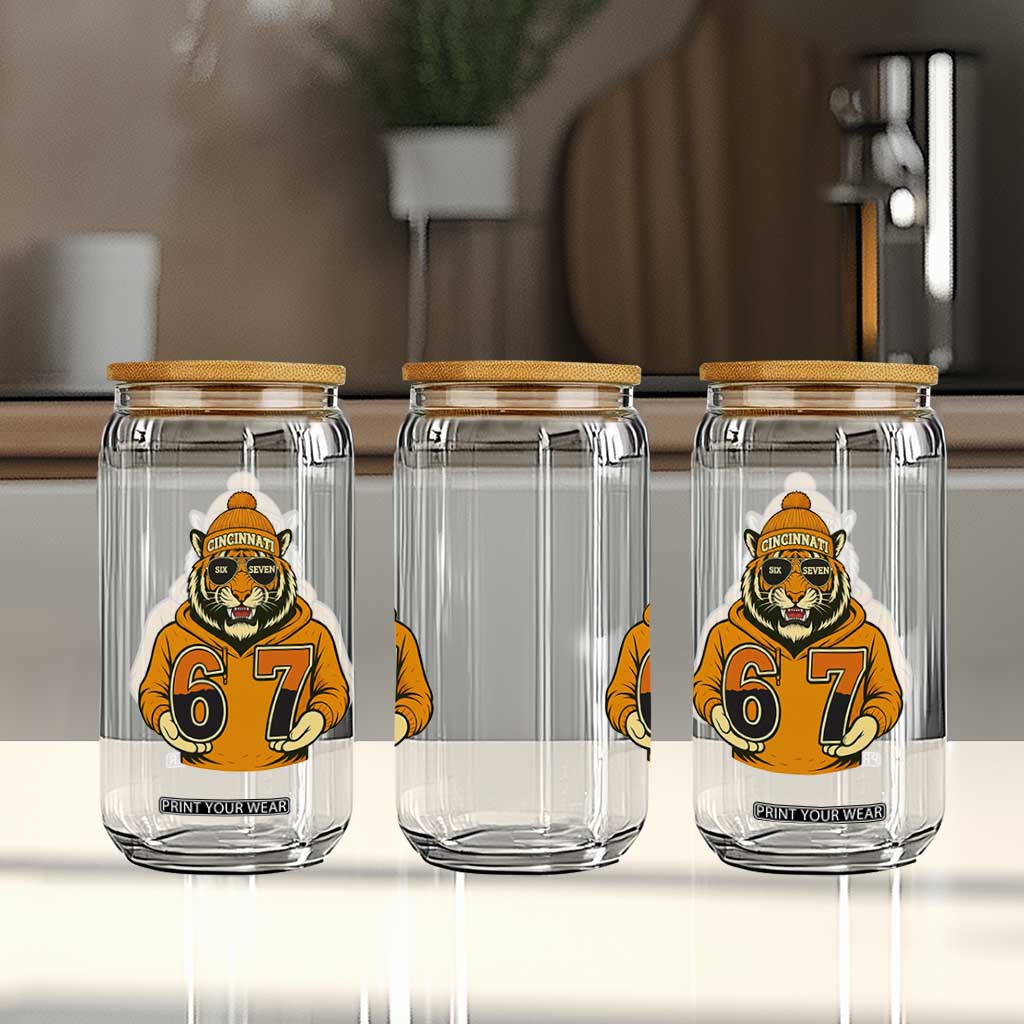 Six Seven Meme Tiger Football Fan Glass Can Gen Alpha Slang Gift TS12 Print Your Wear