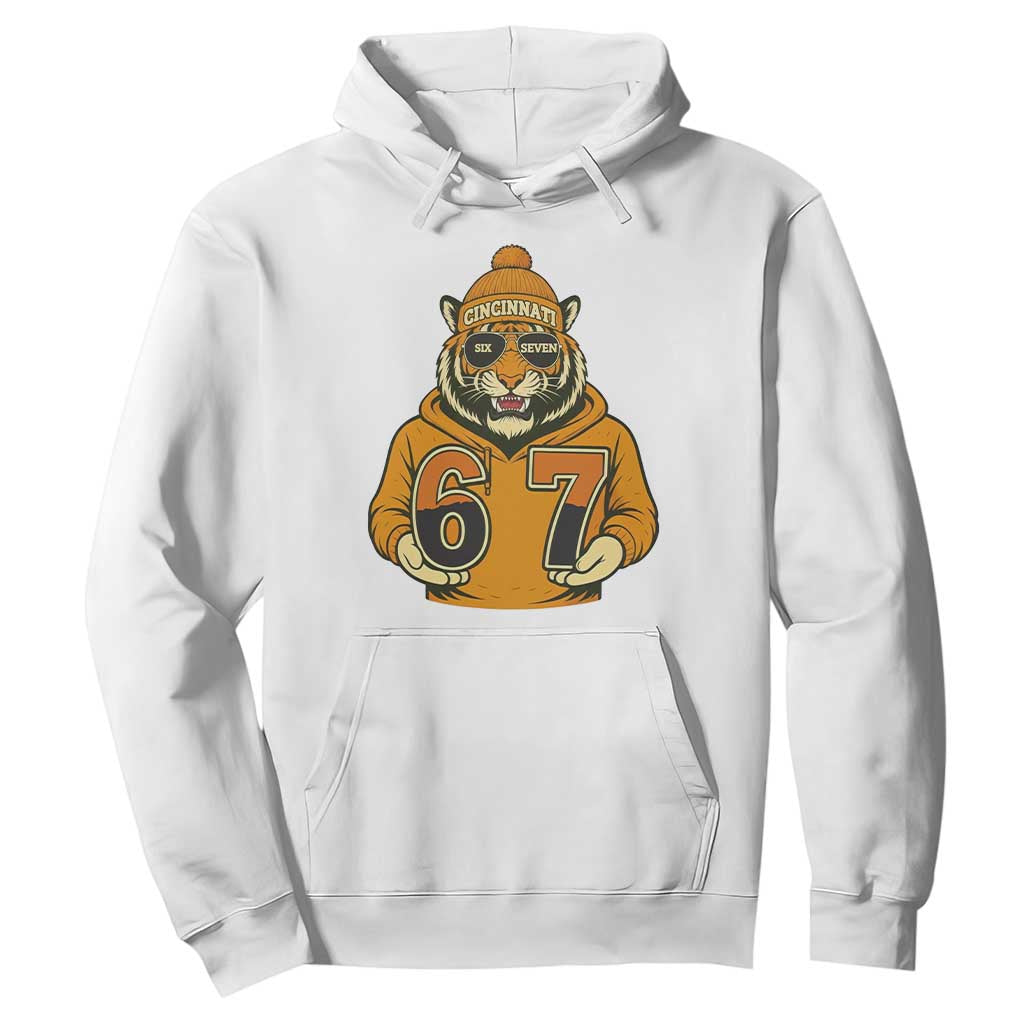 Six Seven Meme Tiger Football Fan Hoodie Gen Alpha Slang Gift TS12 White Print Your Wear