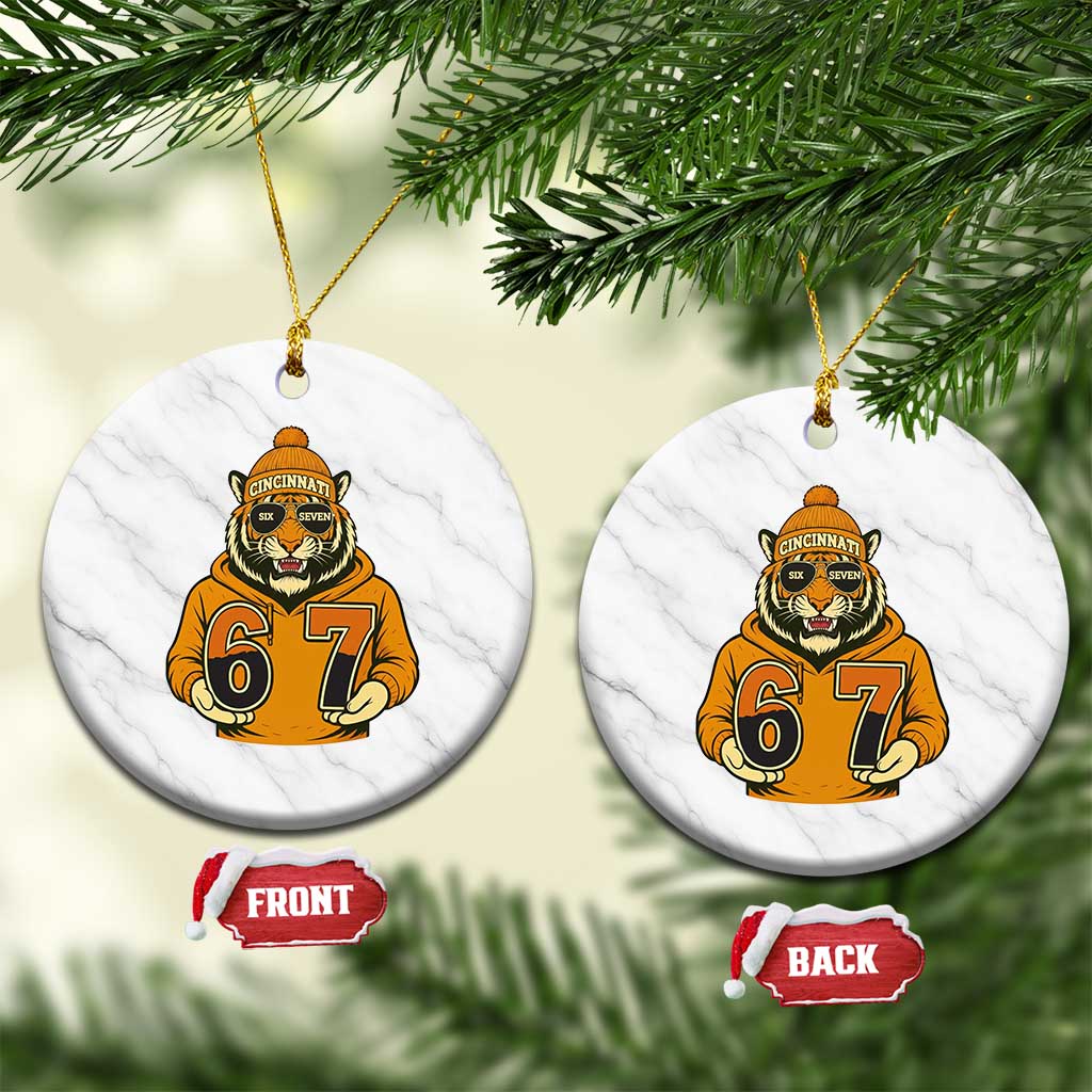 Six Seven Meme Tiger Football Fan Ceramic Ornament Gen Alpha Slang Gift TS12 1pc White Marble Print Your Wear