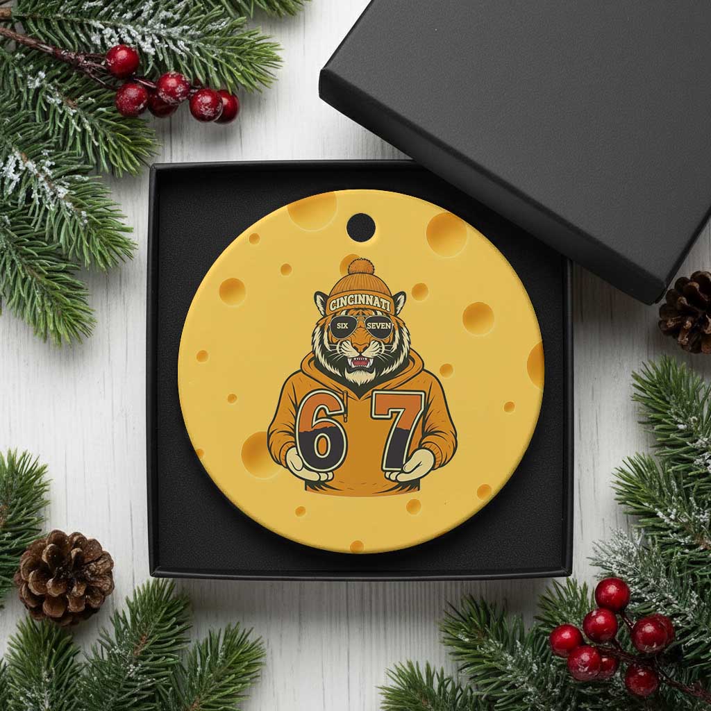 Six Seven Meme Tiger Football Fan Ceramic Ornament Gen Alpha Slang Gift TS12 1pc Yellow Cheese Print Your Wear