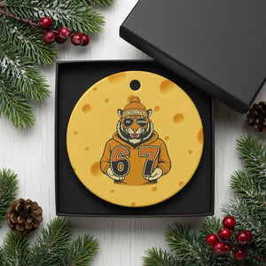 Six Seven Meme Tiger Football Fan Ceramic Ornament Gen Alpha Slang Gift TS12 1pc Yellow Cheese Print Your Wear