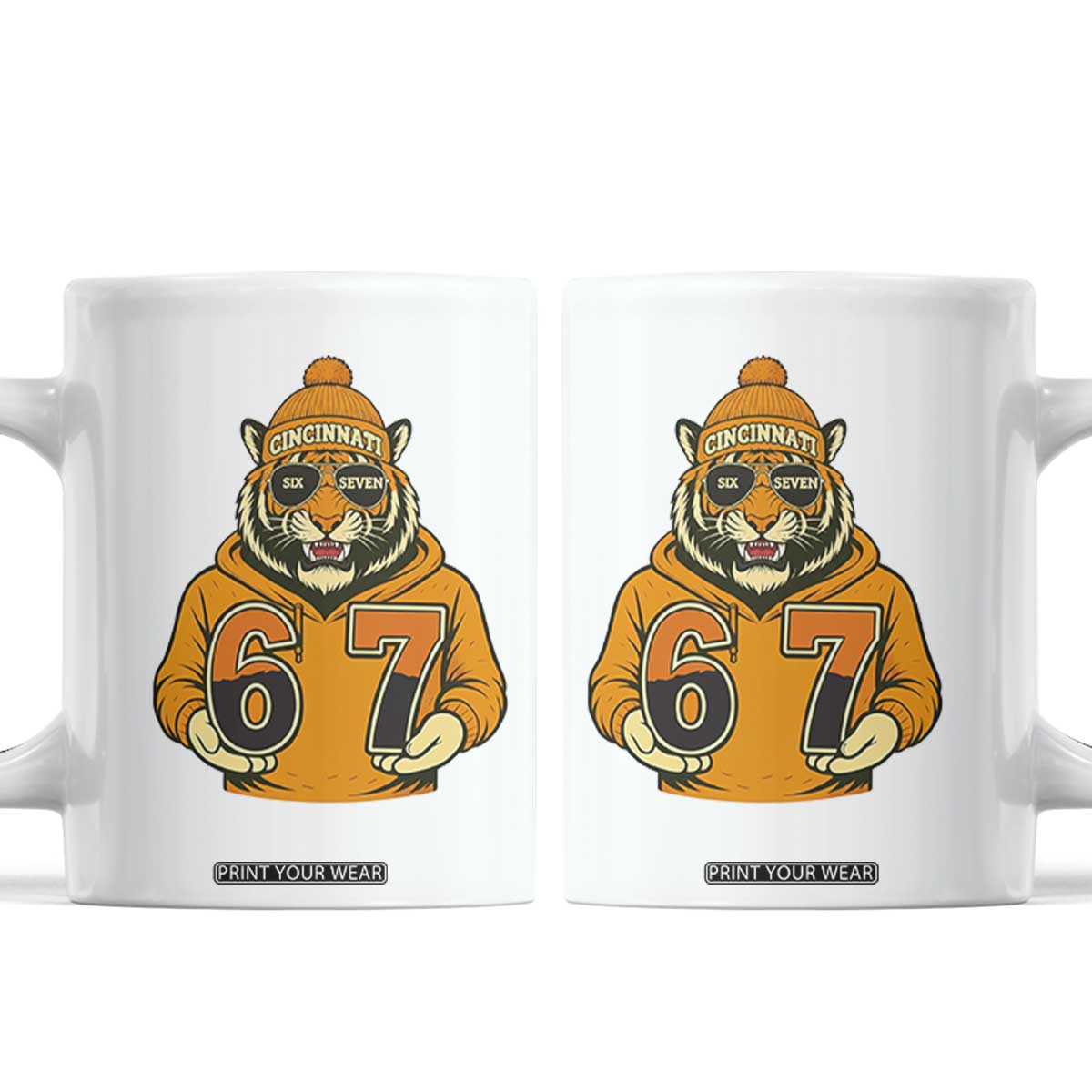 Six Seven Meme Tiger Football Fan Coffee Mug Gen Alpha Slang Gift TS12 White Print Your Wear